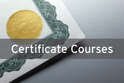 Corner of certificate with text Certificate Courses